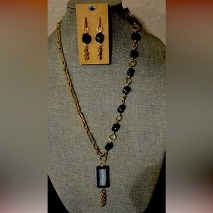 Jewelry Set Black Onyx Necklace and Earrings